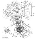 DOORS & SHELVES Diagram and Parts List for PDF22MCRABB  General Electric Refrigerator