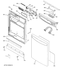 ESCUTCHEON & DOOR ASSEMBLY Diagram and Parts List for PDW7300N00CC  General Electric Dishwasher