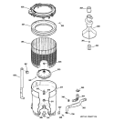 TUB, BASKET & AGITATOR Diagram and Parts List for WISR106DGBWW  General Electric Washer