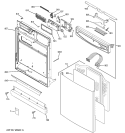 ESCUTCHEON & DOOR ASSEMBLY Diagram and Parts List for GSD6960J15SS  General Electric Dishwasher
