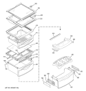 FRESH FOOD SHELVES Diagram and Parts List for PSH23PGTABV  General Electric Refrigerator