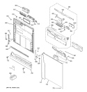 ESCUTCHEON & DOOR ASSEMBLY Diagram and Parts List for HLD4040M15SA  Hotpoint Dishwasher
