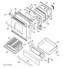 DOOR & DRAWER PARTS Diagram and Parts List for JGBP32SEL2SS  General Electric Range