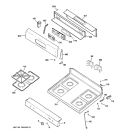 CONTROL PANEL & COOKTOP Diagram and Parts List for JGBP26CEH6CC  General Electric Range