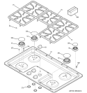 CONTROL PANEL & COOKTOP Diagram and Parts List for JGP628CEK2CC  General Electric Cooktop