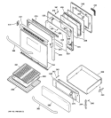 DOOR & DRAWER PARTS Diagram and Parts List for JGBP33SEL2SS  General Electric Range