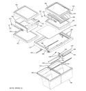 FRESH FOOD SHELVES Diagram and Parts List for ETS22SBSBRSS  General Electric Refrigerator