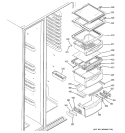 FRESH FOOD SHELVES Diagram and Parts List for GCE21MGTAFWW  General Electric Refrigerator
