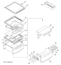 FRESH FOOD SHELVES Diagram and Parts List for GSE25METACWW  General Electric Refrigerator