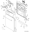 ESCUTCHEON & DOOR ASSEMBLY Diagram and Parts List for ZBD6800K00WW  General Electric Dishwasher