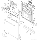 ESCUTCHEON & DOOR ASSEMBLY Diagram and Parts List for ZBD6800K03BB  General Electric Dishwasher