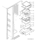 FRESH FOOD SHELVES Diagram and Parts List for GSC23KGTEWW  General Electric Refrigerator