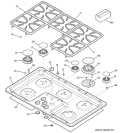 CONTROL PANEL & COOKTOP Diagram and Parts List for JGP975BEK1BB  General Electric Cooktop