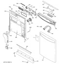 ESCUTCHEON & DOOR ASSEMBLY Diagram and Parts List for PDW7980N00SS  General Electric Dishwasher