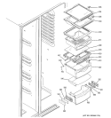 FRESH FOOD SHELVES Diagram and Parts List for PSS26PSSBSS  General Electric Refrigerator