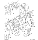 TUB & MOTOR Diagram and Parts List for WCCH404H0WW  General Electric Washer
