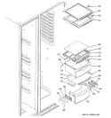 FRESH FOOD SHELVES Diagram and Parts List for GIE21LGTBFBB  General Electric Refrigerator