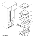 FRESH FOOD SHELVES Diagram and Parts List for GSL25JFPDBS  General Electric Refrigerator