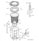 TUB, BASKET & AGITATOR Diagram and Parts List for S2200Y1WW  General Electric Washer