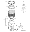 TUB, BASKET & AGITATOR Diagram and Parts List for WBSR3140D3WW  General Electric Washer
