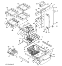 DOORS & SHELVES Diagram and Parts List for GDL20KCSABS  General Electric Refrigerator