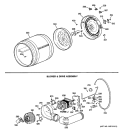 DRUM, BLOWER & DRIVE ASSEMBLY Diagram and Parts List for DLB3600SBLWH  Hotpoint Dryer