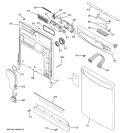 ESCUTCHEON & DOOR ASSEMBLY Diagram and Parts List for PDW7900N10CC  General Electric Dishwasher