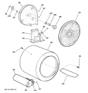 DRUM Diagram and Parts List for DDC4500T0WH  General Electric Dryer