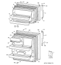 DOORS Diagram and Parts List for GTE17HBWKRWW  General Electric Refrigerator