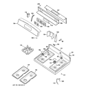 CONTROL PANEL & COOKTOP Diagram and Parts List for JGBP34SEL3SS  General Electric Range