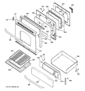 DOOR & DRAWER PARTS Diagram and Parts List for JGBP34SEL3SS  General Electric Range