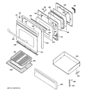 DOOR & DRAWER PARTS Diagram and Parts List for JGBP87BEL3BB  General Electric Range