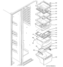 FRESH FOOD SHELVES Diagram and Parts List for LSS25XSWASS  General Electric Refrigerator