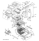 DOORS & SHELVES Diagram and Parts List for PDF22MFSABB  General Electric Refrigerator