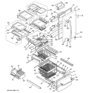 DOORS & SHELVES Diagram and Parts List for PDF22MFWABB  General Electric Refrigerator