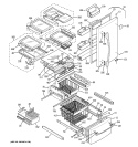 DOORS & SHELVES Diagram and Parts List for PDS20MFSBWW  General Electric Refrigerator
