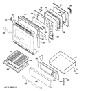 DOOR & DRAWER PARTS Diagram and Parts List for JGBP86SEL3SS  General Electric Range