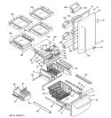 DOORS & SHELVES Diagram and Parts List for GDS20SCSBSS  General Electric Refrigerator