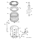 TUB, BASKET & AGITATOR Diagram and Parts List for WJRR4170E1CC  General Electric Washer