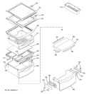 FRESH FOOD SHELVES Diagram and Parts List for PSK25MGSECCC  General Electric Refrigerator