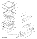 FRESH FOOD SHELVES Diagram and Parts List for PCF25NGWCBB  General Electric Refrigerator