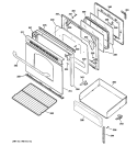 DOOR & DRAWER PARTS Diagram and Parts List for JGBP28CEM1WW  General Electric Range