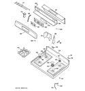 CONTROL PANEL & COOKTOP Diagram and Parts List for JGBP28EEM1CT  General Electric Range