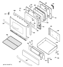 DOOR & DRAWER PARTS Diagram and Parts List for JGBP86SEM1SS  General Electric Range