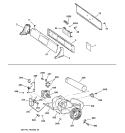BACKSPLASH, BLOWER & MOTOR ASSEMBLY Diagram and Parts List for DPSE592GA0AA  General Electric Dryer