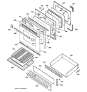 DOOR & DRAWER PARTS Diagram and Parts List for JGBP30WEW1WW  General Electric Range