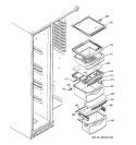FRESH FOOD SHELVES Diagram and Parts List for DSF26DHWCBB  General Electric Refrigerator