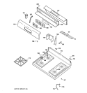 CONTROL PANEL & COOKTOP Diagram and Parts List for JGBP25WEL3WW  General Electric Range
