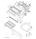 DOOR & DRAWER PARTS Diagram and Parts List for JGBP25WEL3WW  General Electric Range