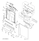 ESCUTCHEON & DOOR ASSEMBLY Diagram and Parts List for GLC4100N10BB  General Electric Dishwasher